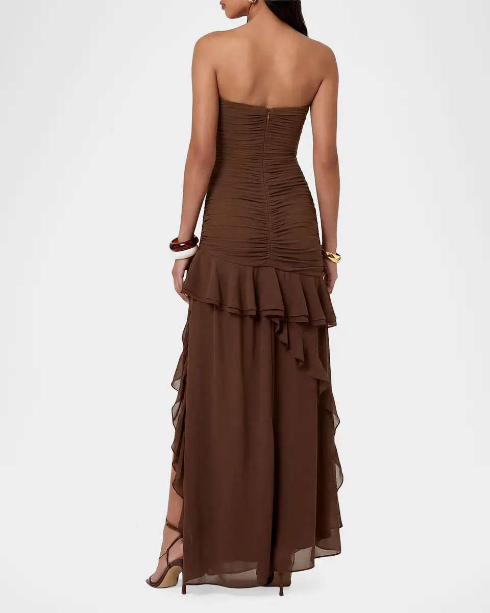 NICHOLAS Viola Ruched Ruffles Strapless Maxi Dress | Thumbnail 3 NICHOLAS Viola Ruched Ruffles Strapless Maxi Dress | Thumbnail 3