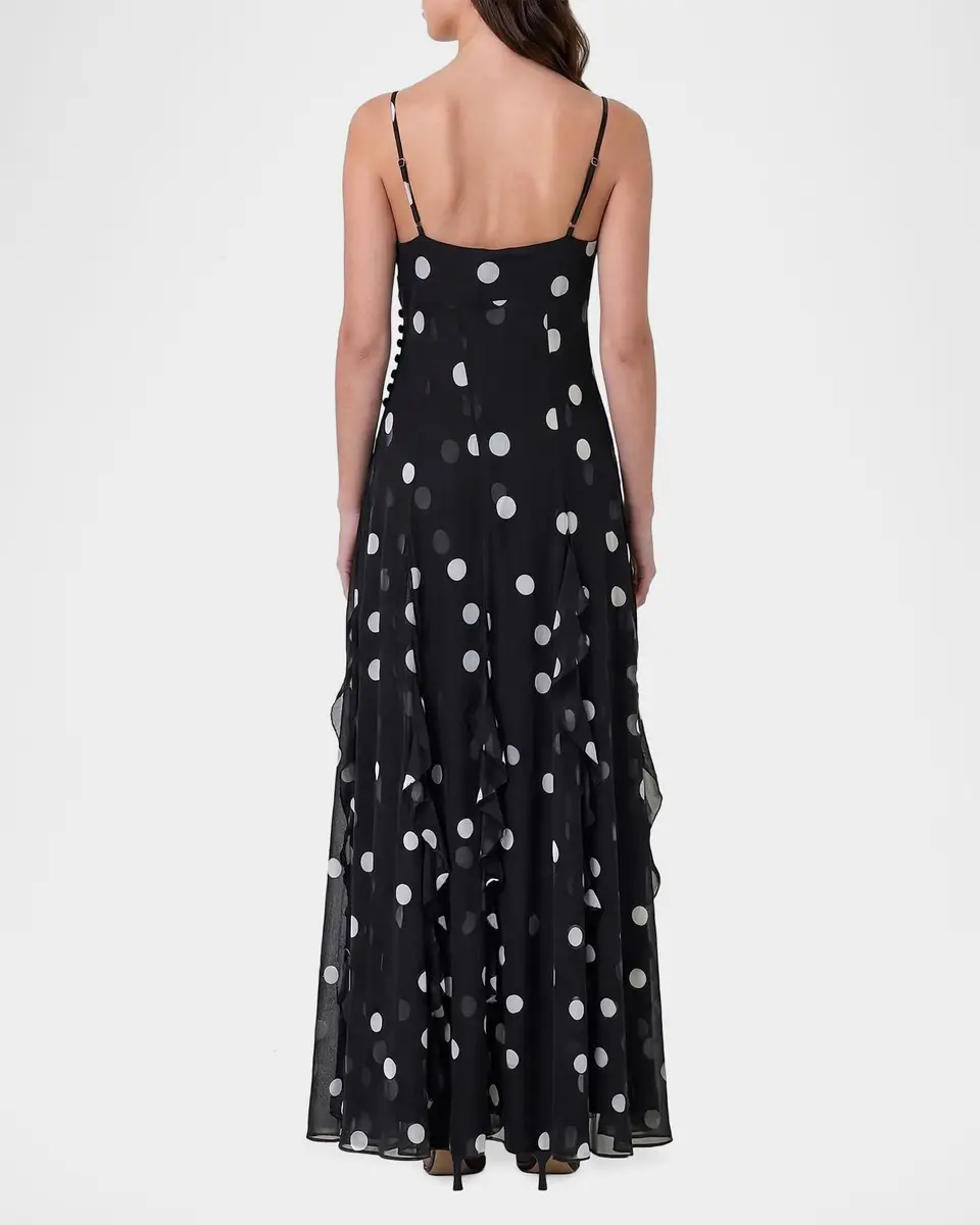 N/NICHOLAS Kamila Polka Dot Georgette Ruffled Gown | Thumbnail 3 N/NICHOLAS Kamila Polka Dot Georgette Ruffled Gown | Thumbnail 3