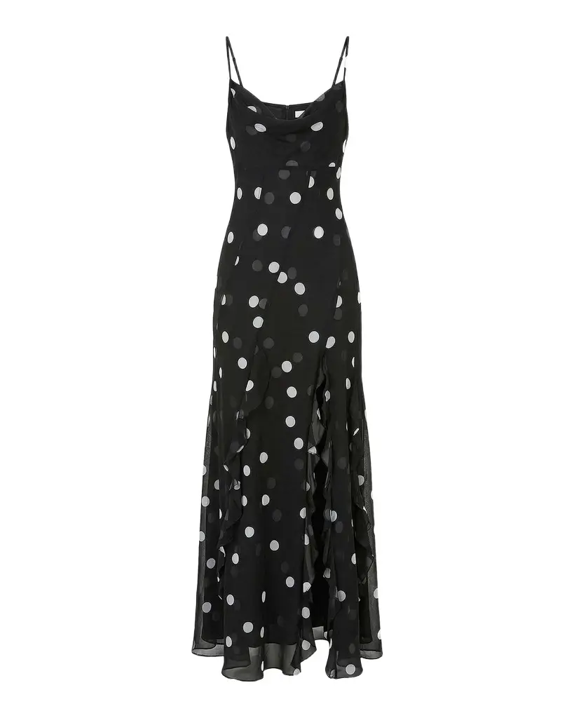 N/NICHOLAS Kamila Polka Dot Georgette Ruffled Gown