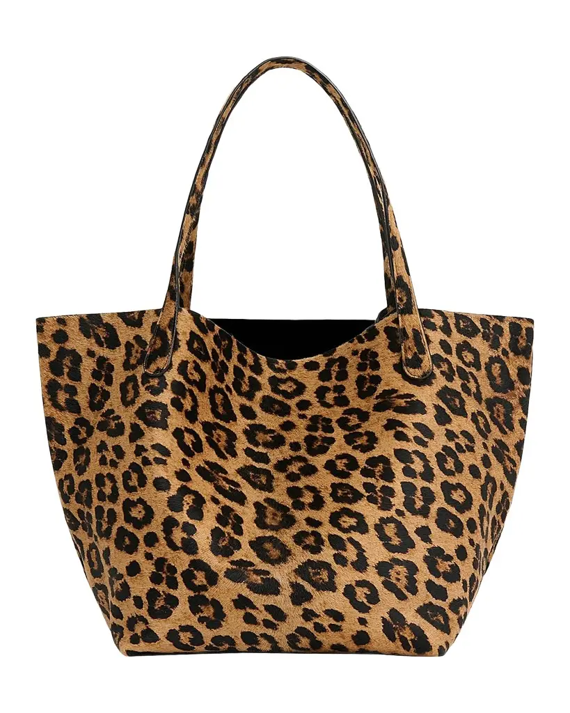 Mansur Gavriel Everyday Soft Leopard-Print Calf Hair Tote Bag | Image 1 Mansur Gavriel Everyday Soft Leopard-Print Calf Hair Tote Bag | Image 1