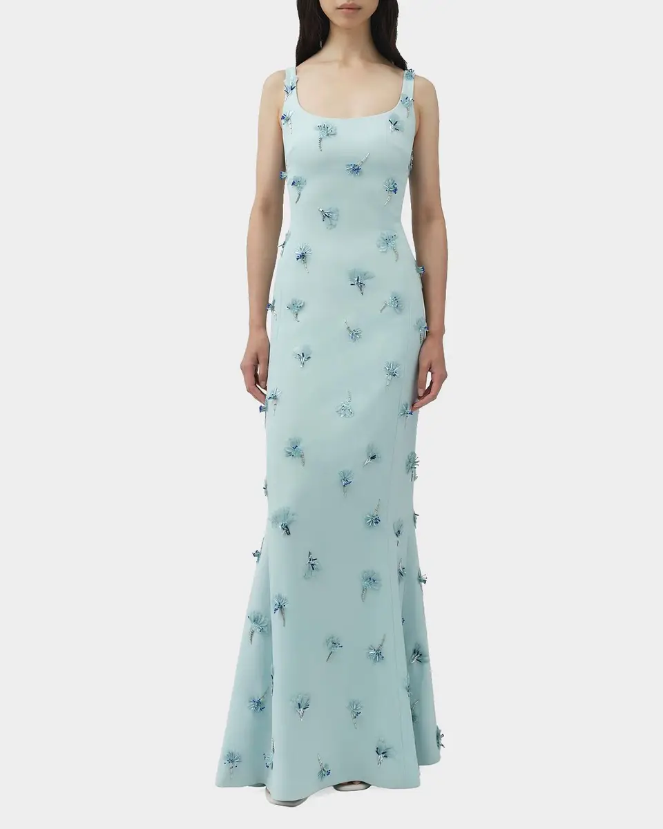 Simkhai Briella 3D Floral Beaded Trumpet Gown | Thumbnail 2