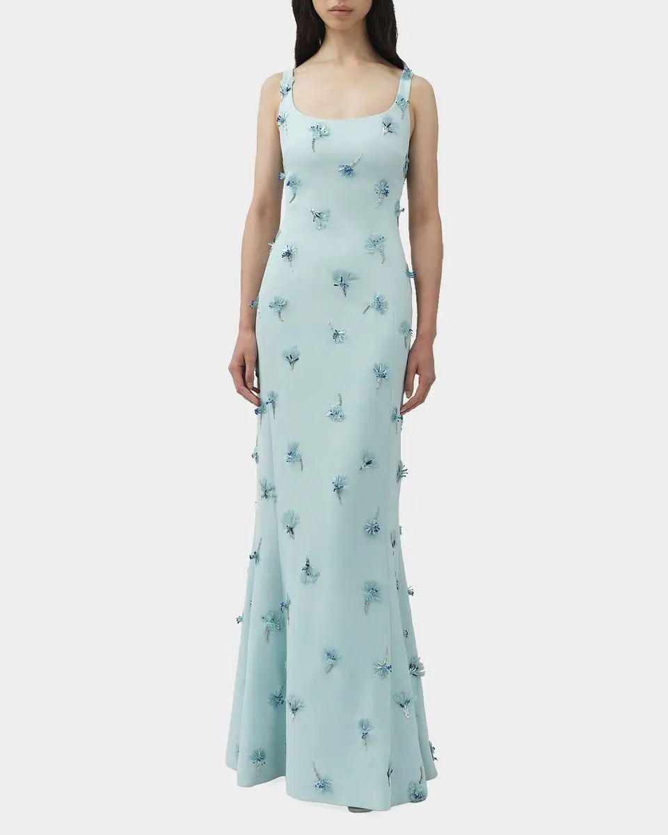 Simkhai Briella 3D Floral Beaded Trumpet Gown | Thumbnail 4