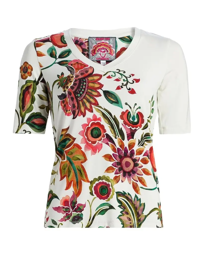 Johnny Was Janie Floral Fitted T-Shirt | Image 1 Johnny Was Janie Floral Fitted T-Shirt | Image 1