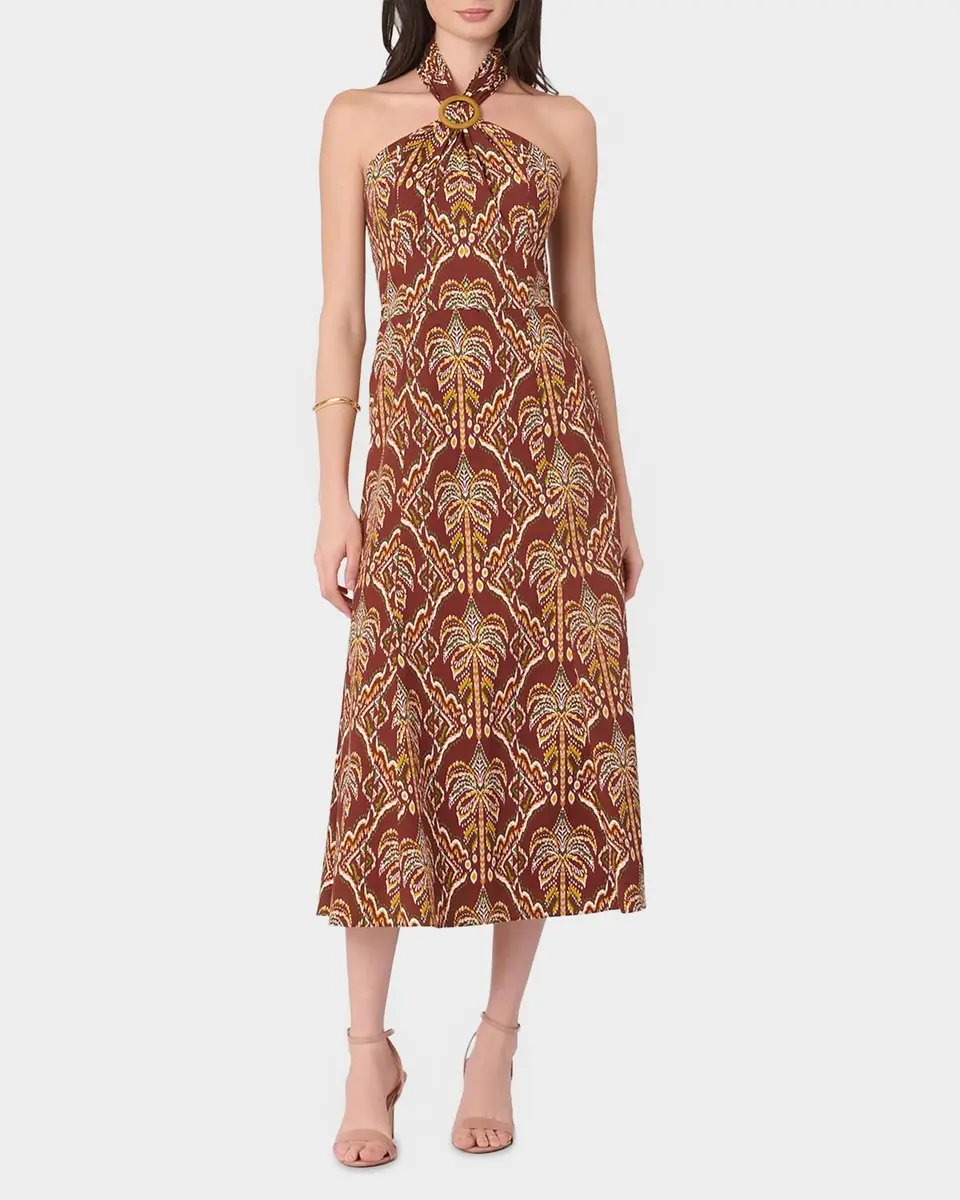 Shoshanna Lainey Tropical Stretch-Cotton Midi Dress | Thumbnail 2 Shoshanna Lainey Tropical Stretch-Cotton Midi Dress | Thumbnail 2