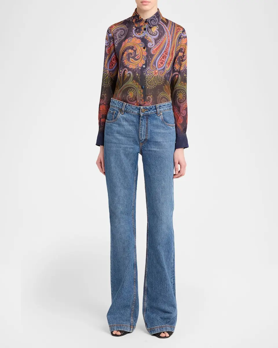 Etro Ombre Paisley-Print Chiffon Button-Down Shirt | Thumbnail 2 Etro Ombre Paisley-Print Chiffon Button-Down Shirt | Thumbnail 2