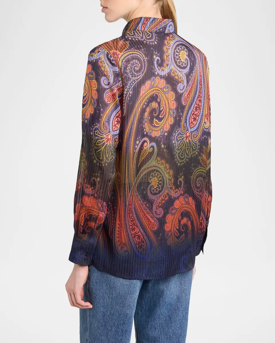 Etro Ombre Paisley-Print Chiffon Button-Down Shirt | Thumbnail 3 Etro Ombre Paisley-Print Chiffon Button-Down Shirt | Thumbnail 3