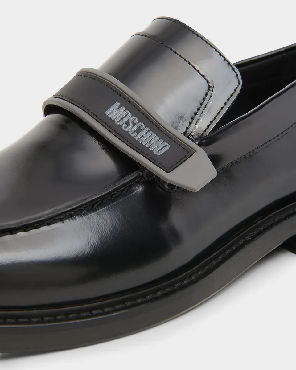 MOSCHINO Men's Logo Leather Slip-On Loafers | Thumbnail 4