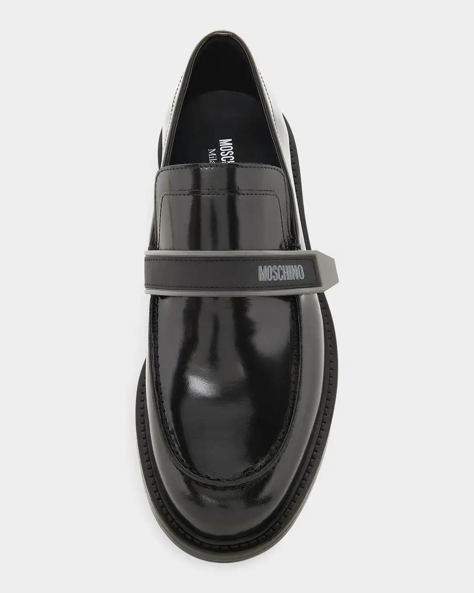 MOSCHINO Men's Logo Leather Slip-On Loafers | Thumbnail 5