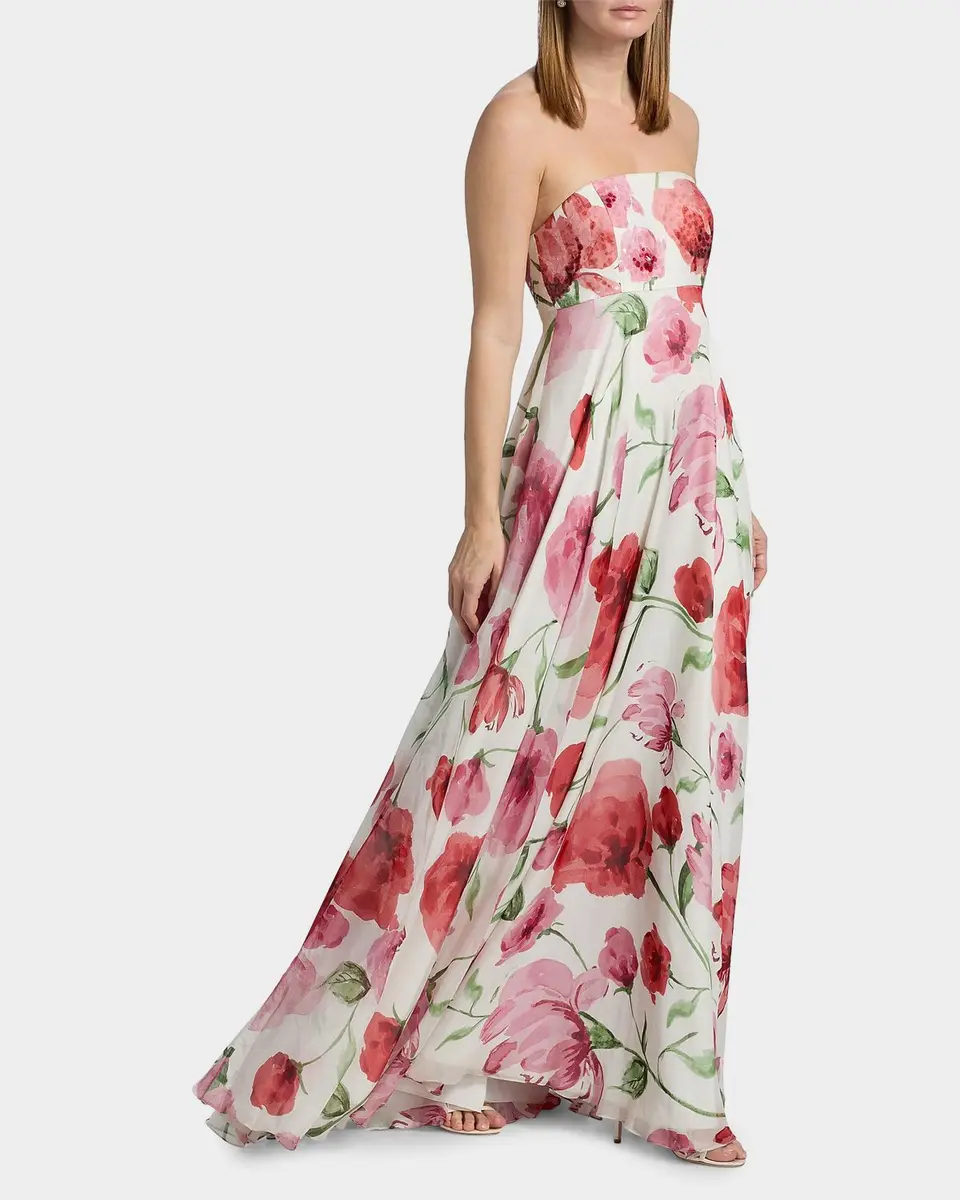 SACHIN & BABI Ames Floral Strapless A-Line Gown | Thumbnail 2