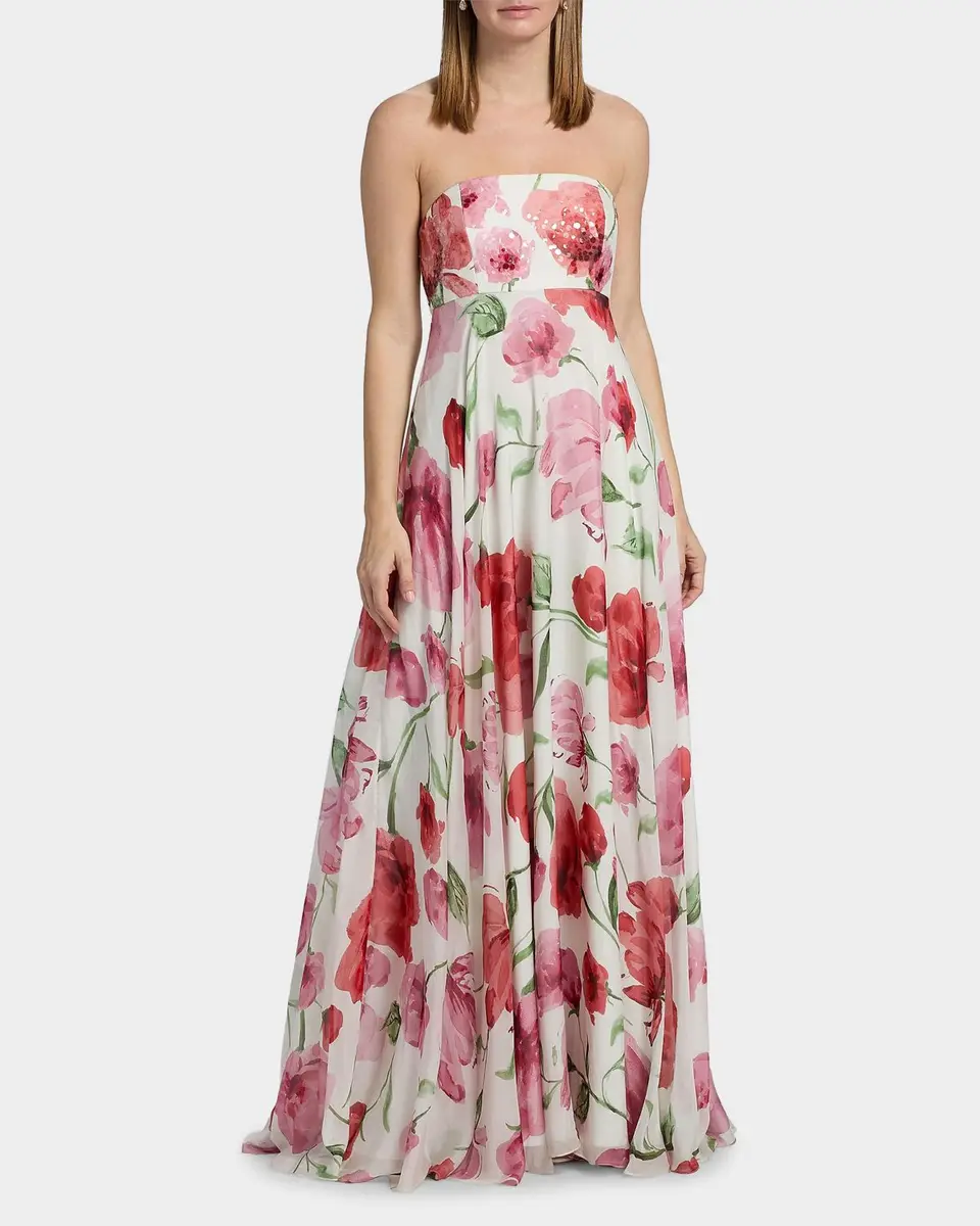 SACHIN & BABI Ames Floral Strapless A-Line Gown | Thumbnail 4
