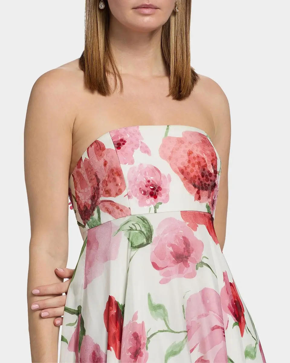 SACHIN & BABI Ames Floral Strapless A-Line Gown | Thumbnail 5
