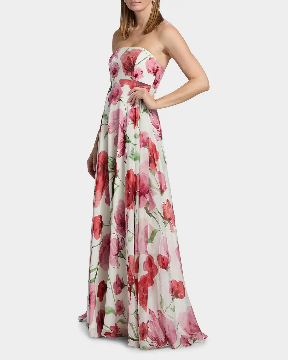 SACHIN & BABI Ames Floral Strapless A-Line Gown | Thumbnail 7