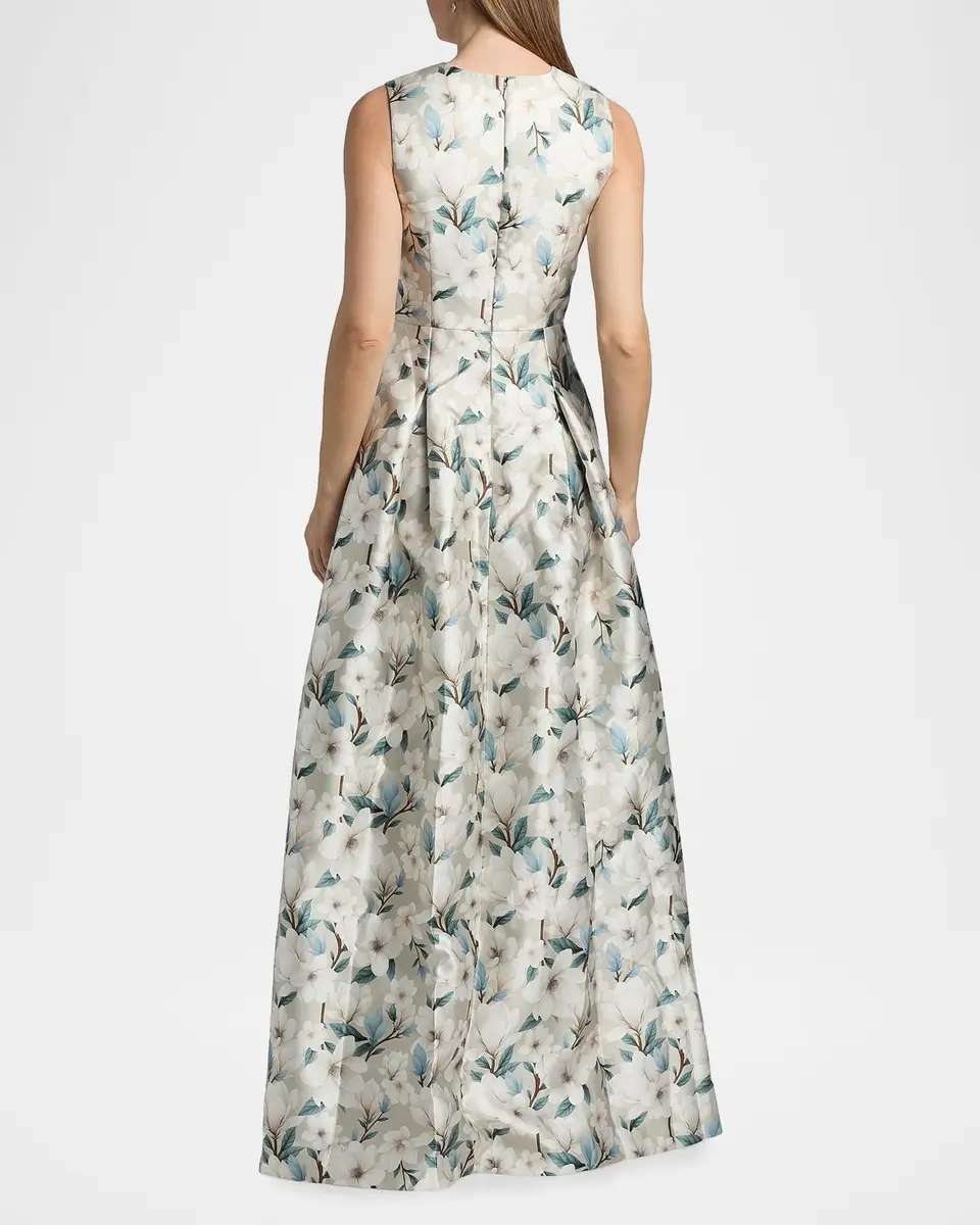 SACHIN & BABI Brooklynne Floral Satin A-Line Gown | Thumbnail 3