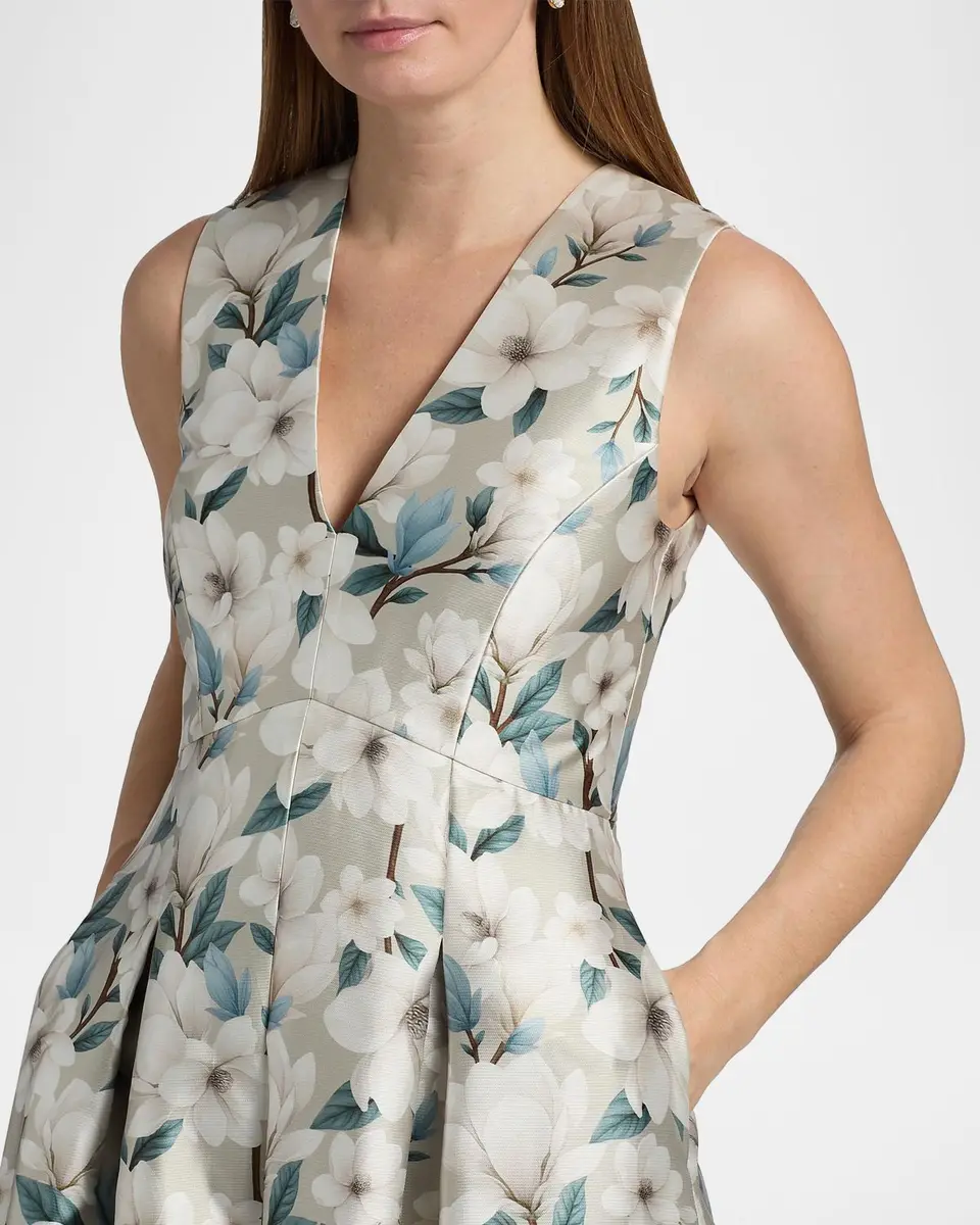 SACHIN & BABI Brooklynne Floral Satin A-Line Gown | Thumbnail 5