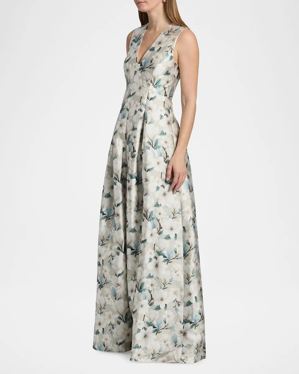 SACHIN & BABI Brooklynne Floral Satin A-Line Gown | Thumbnail 7