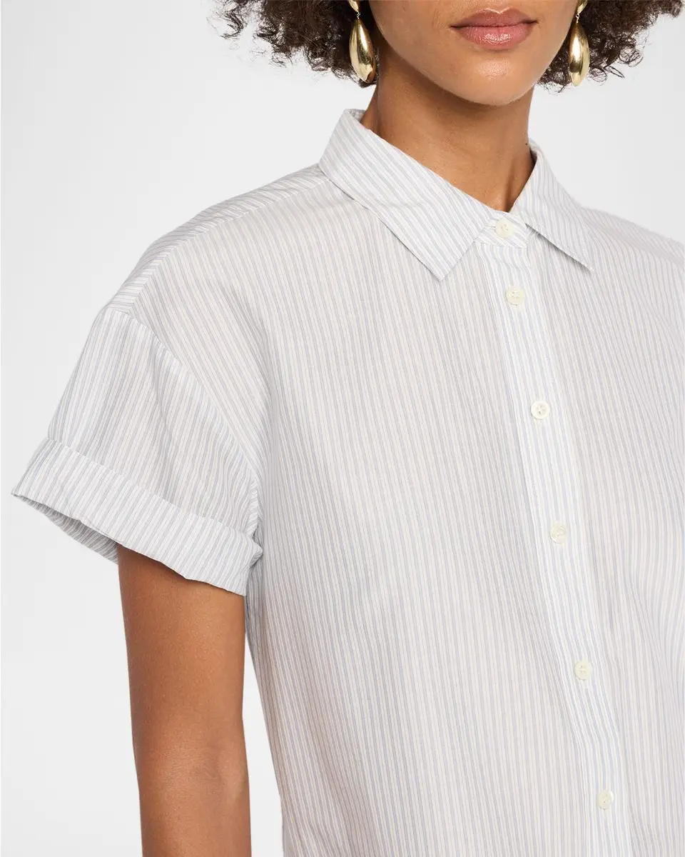 Frame The Boardwalk Striped Cotton-Silk Shirt | Thumbnail 5 Frame The Boardwalk Striped Cotton-Silk Shirt | Thumbnail 5