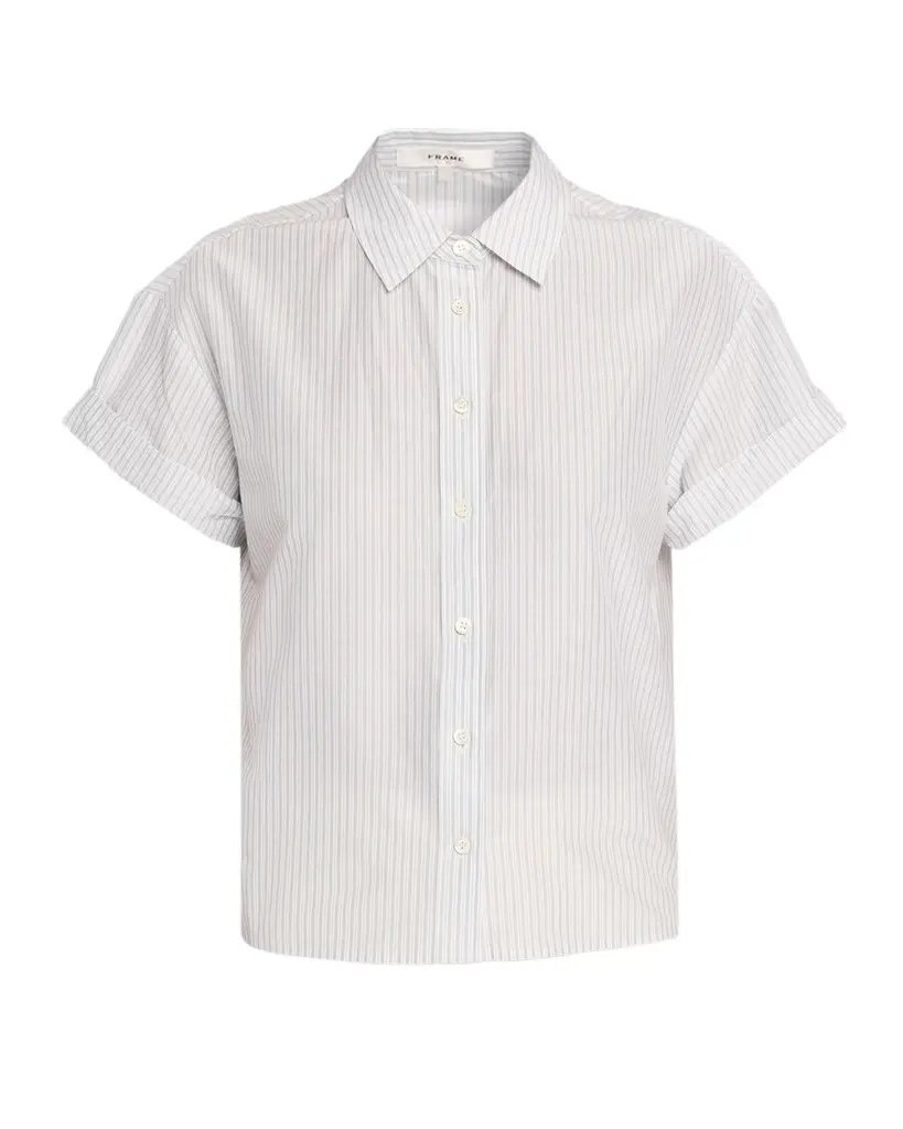 Frame The Boardwalk Striped Cotton-Silk Shirt | Image 1 Frame The Boardwalk Striped Cotton-Silk Shirt | Image 1
