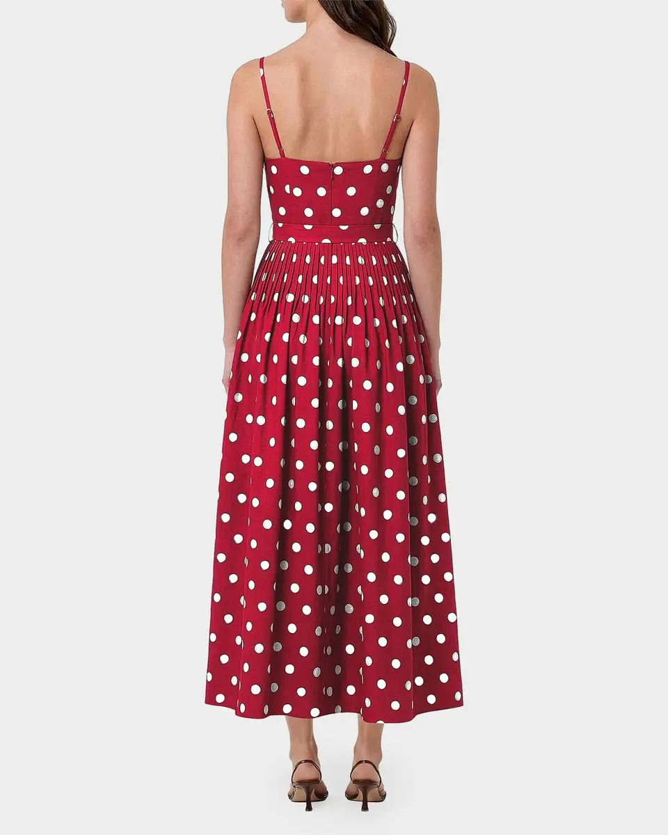 NICHOLAS Mireille Belted Polka-Dot Linen-Blend Midi Dress | Thumbnail 3 NICHOLAS Mireille Belted Polka-Dot Linen-Blend Midi Dress | Thumbnail 3
