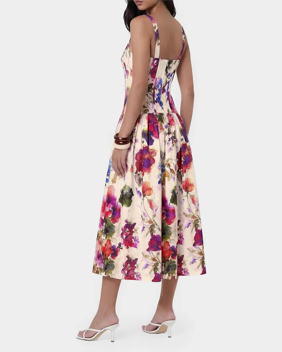NICHOLAS Makenna Floral Linen-Blend Midi Dress | Thumbnail 3 NICHOLAS Makenna Floral Linen-Blend Midi Dress | Thumbnail 3