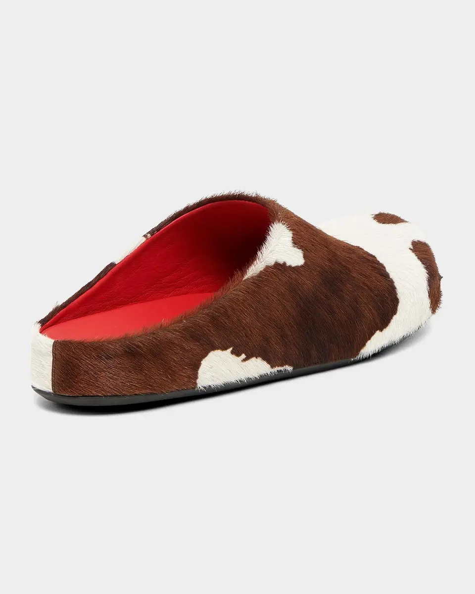 Marni Men's Fussbett Cow-Print Calf Hair Sabots | Thumbnail 2 Marni Men's Fussbett Cow-Print Calf Hair Sabots | Thumbnail 2