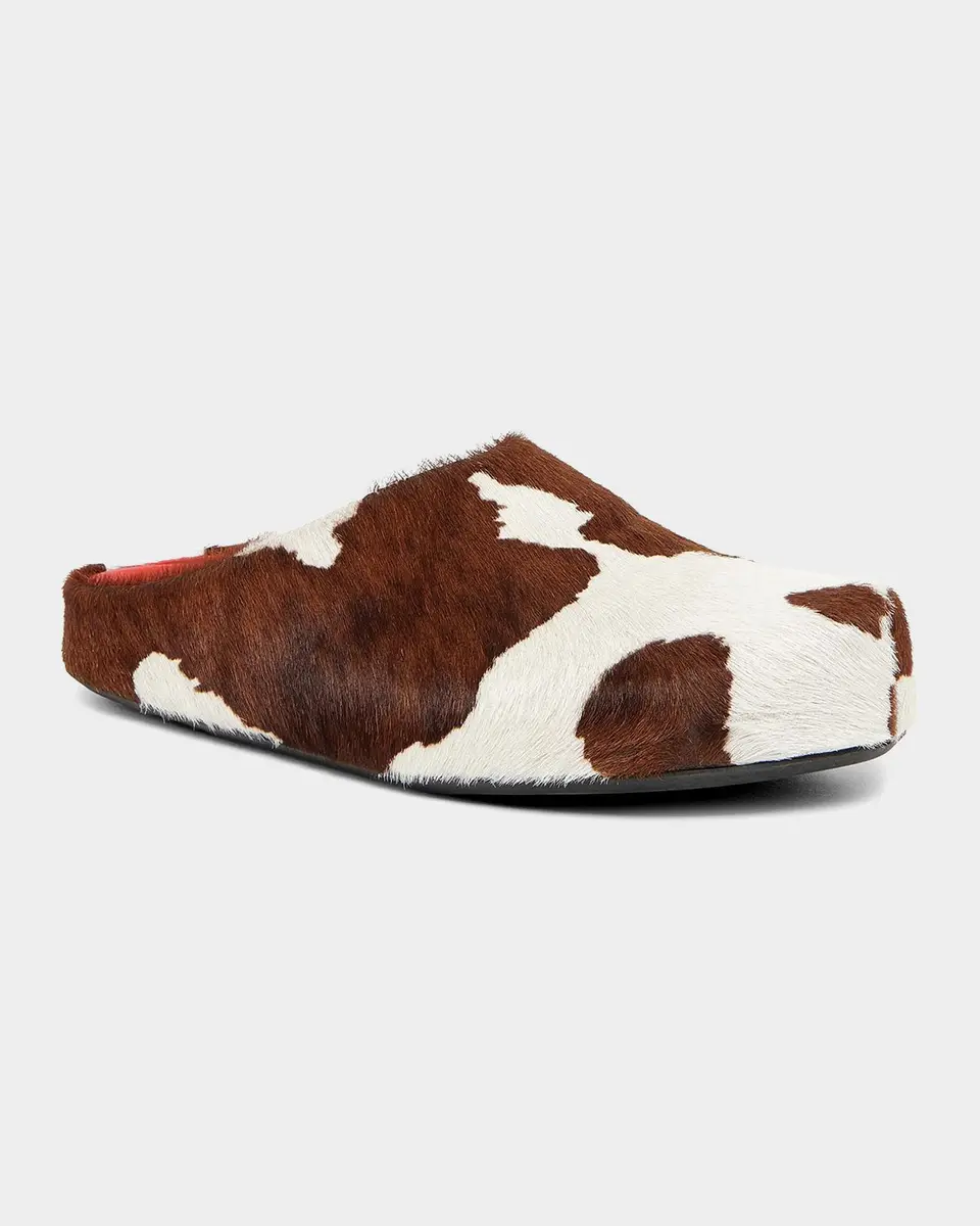 Marni Men's Fussbett Cow-Print Calf Hair Sabots | Thumbnail 5 Marni Men's Fussbett Cow-Print Calf Hair Sabots | Thumbnail 5