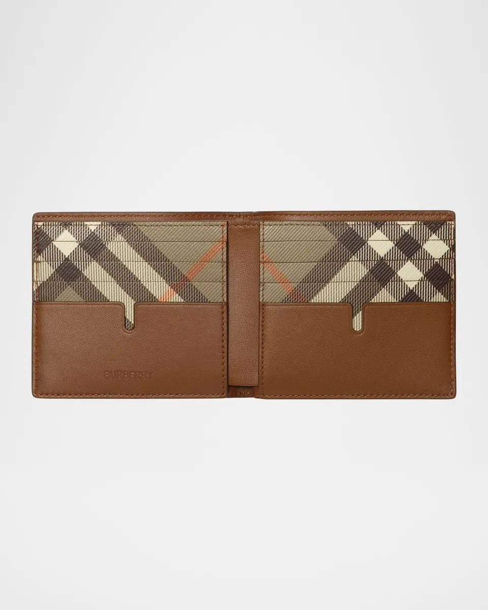 Burberry Men's Pop Check Leather Bifold Wallet | Thumbnail 2