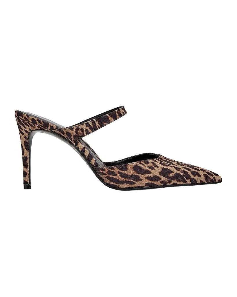 Stuart Weitzman Stuart Power 85MM Leopard-Print Mules | Image 1 Stuart Weitzman Stuart Power 85MM Leopard-Print Mules | Image 1
