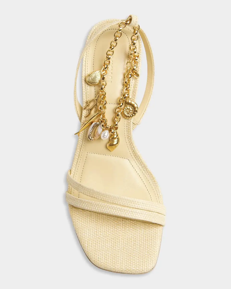 Simkhai Caspian 80MM Charm-Embellished Raffia Sandals | Thumbnail 3 Simkhai Caspian 80MM Charm-Embellished Raffia Sandals | Thumbnail 3