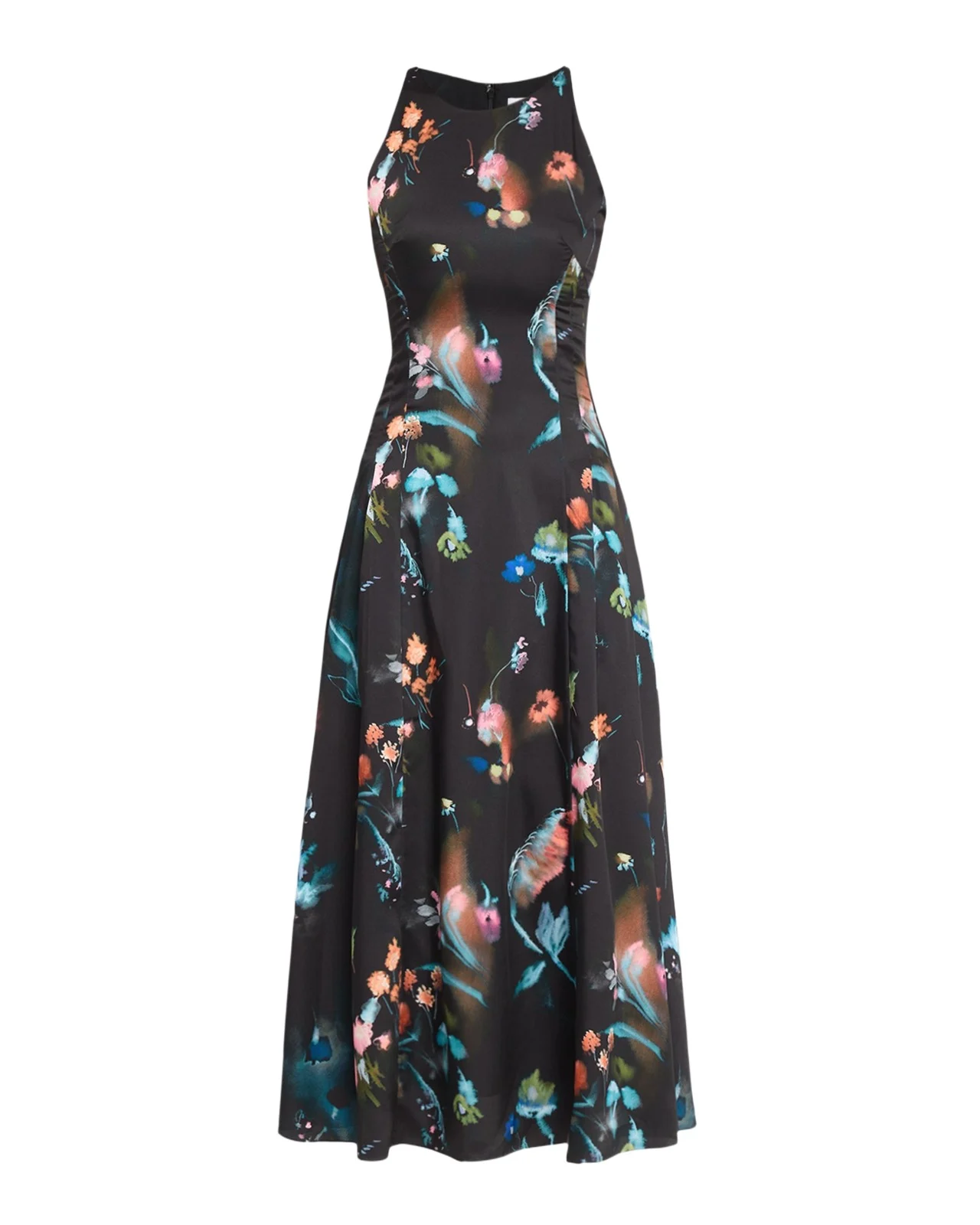 Jewel Neck Sleeveless Floral-Print Dress