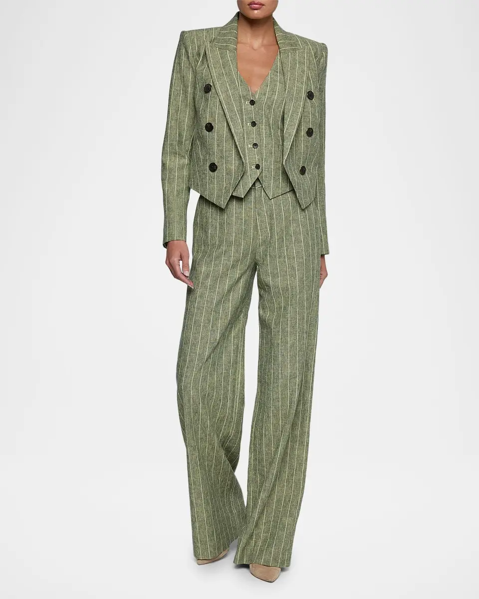 L'Agence Lila Striped Linen-Blend Blazer | Thumbnail 2 L'Agence Lila Striped Linen-Blend Blazer | Thumbnail 2