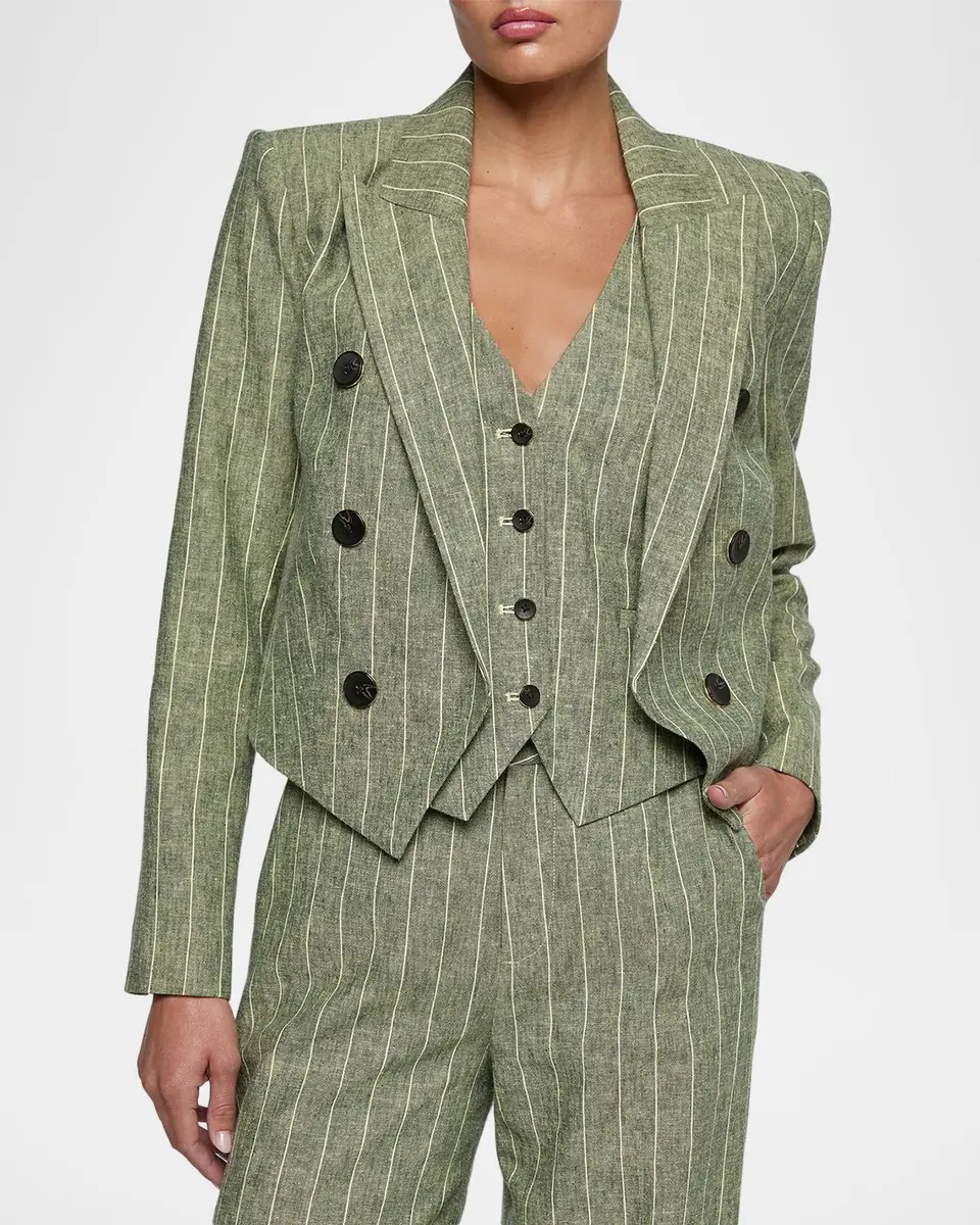 L'Agence Lila Striped Linen-Blend Blazer | Thumbnail 4 L'Agence Lila Striped Linen-Blend Blazer | Thumbnail 4
