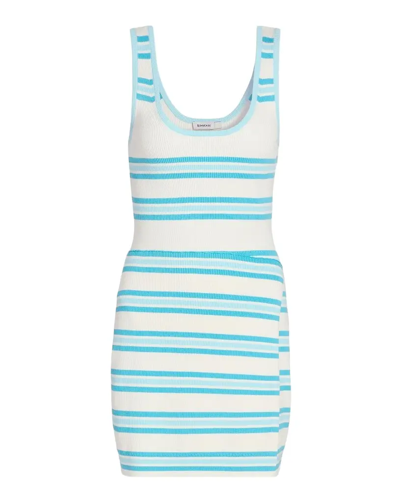 Simkhai Marston Striped Cotton-Blend Mini Dress | Image 1 Simkhai Marston Striped Cotton-Blend Mini Dress | Image 1