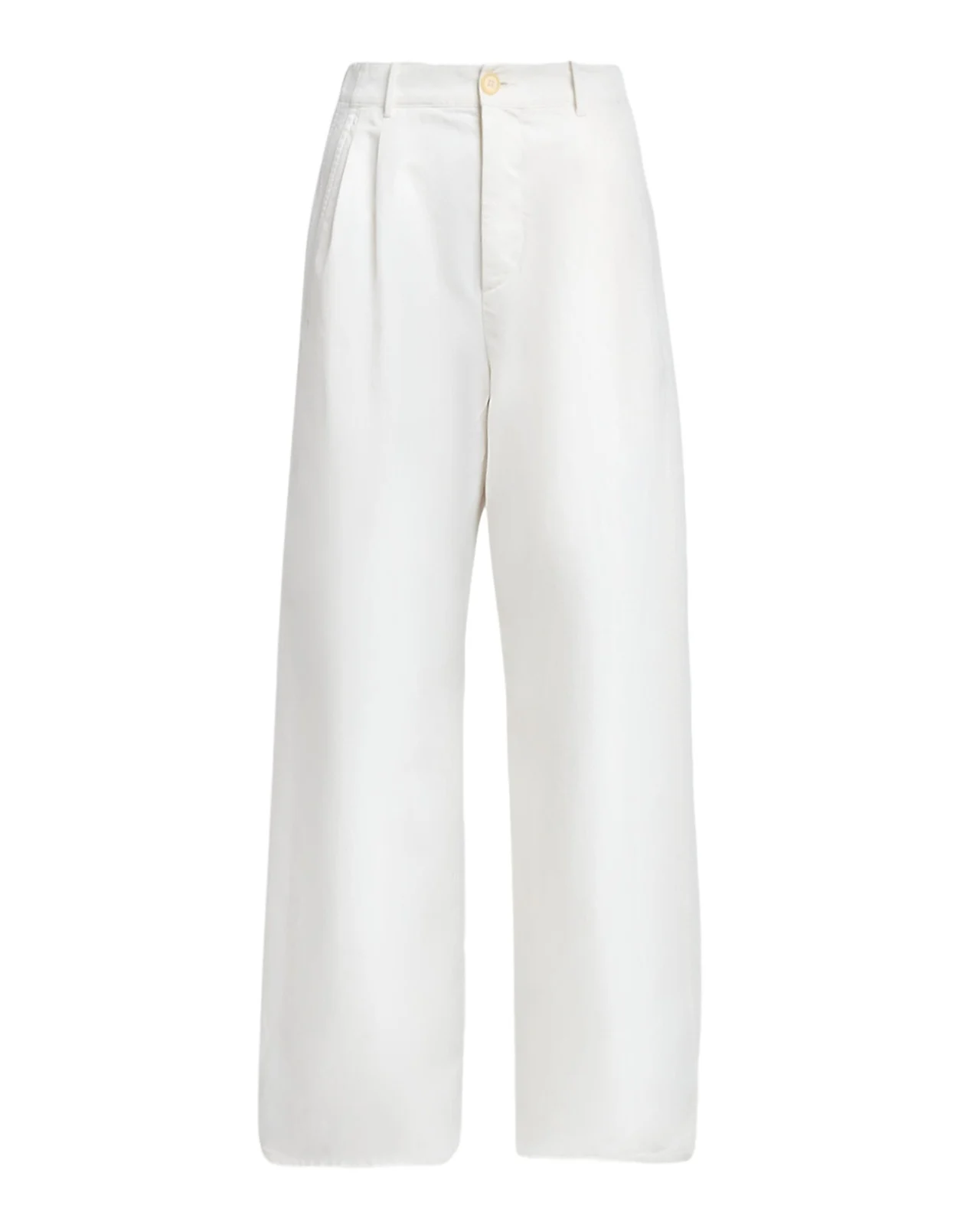 Pleated Cotton Wide-Leg Trousers