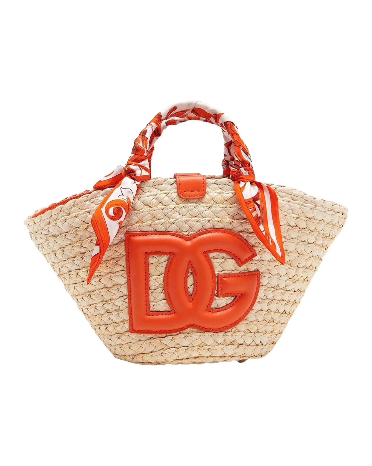 Majolica Arancio-Print Straw Bucket Bag Majolica Arancio-Print Straw Bucket Bag