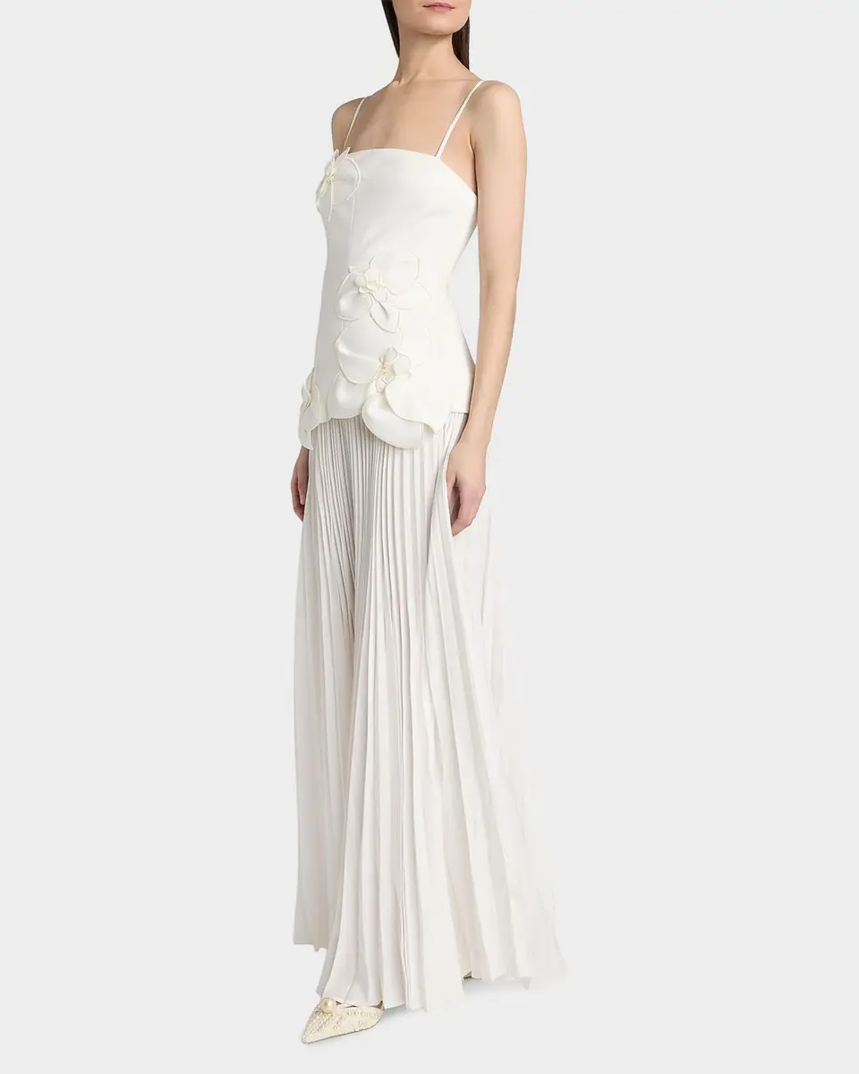 ACLER Forever Young Avision Floral Appliqué Pleated Maxi Dress | Thumbnail 2