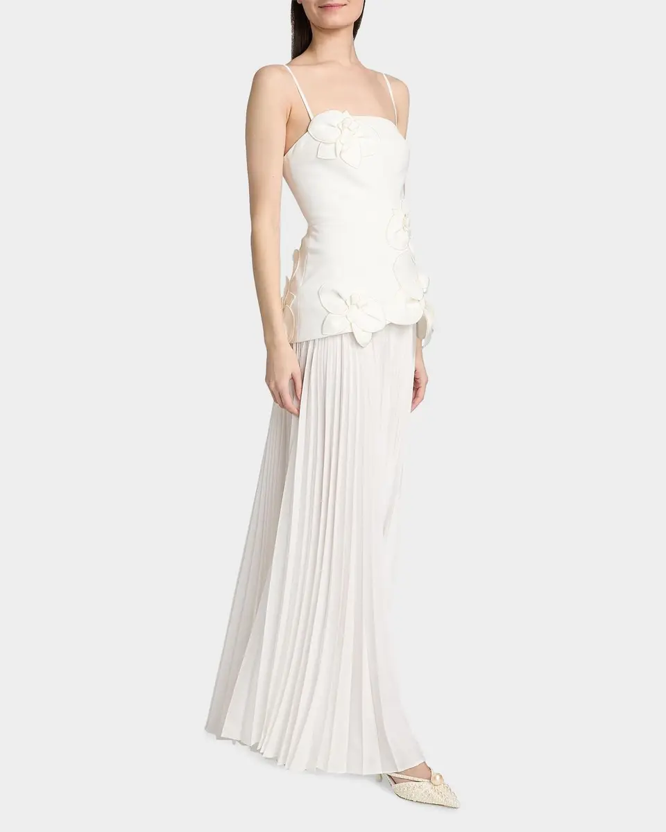 ACLER Forever Young Avision Floral Appliqué Pleated Maxi Dress | Thumbnail 6