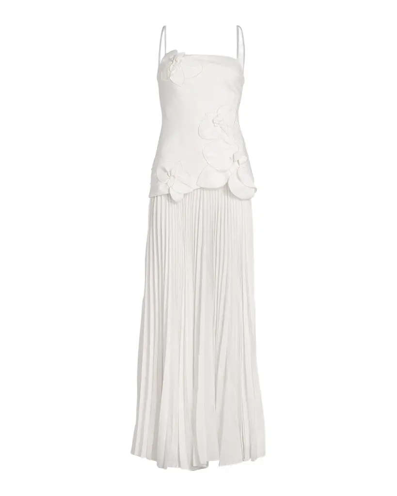 Acler Forever Young Avision Floral Appliqué Pleated Maxi Dress | Image 1 Acler Forever Young Avision Floral Appliqué Pleated Maxi Dress | Image 1