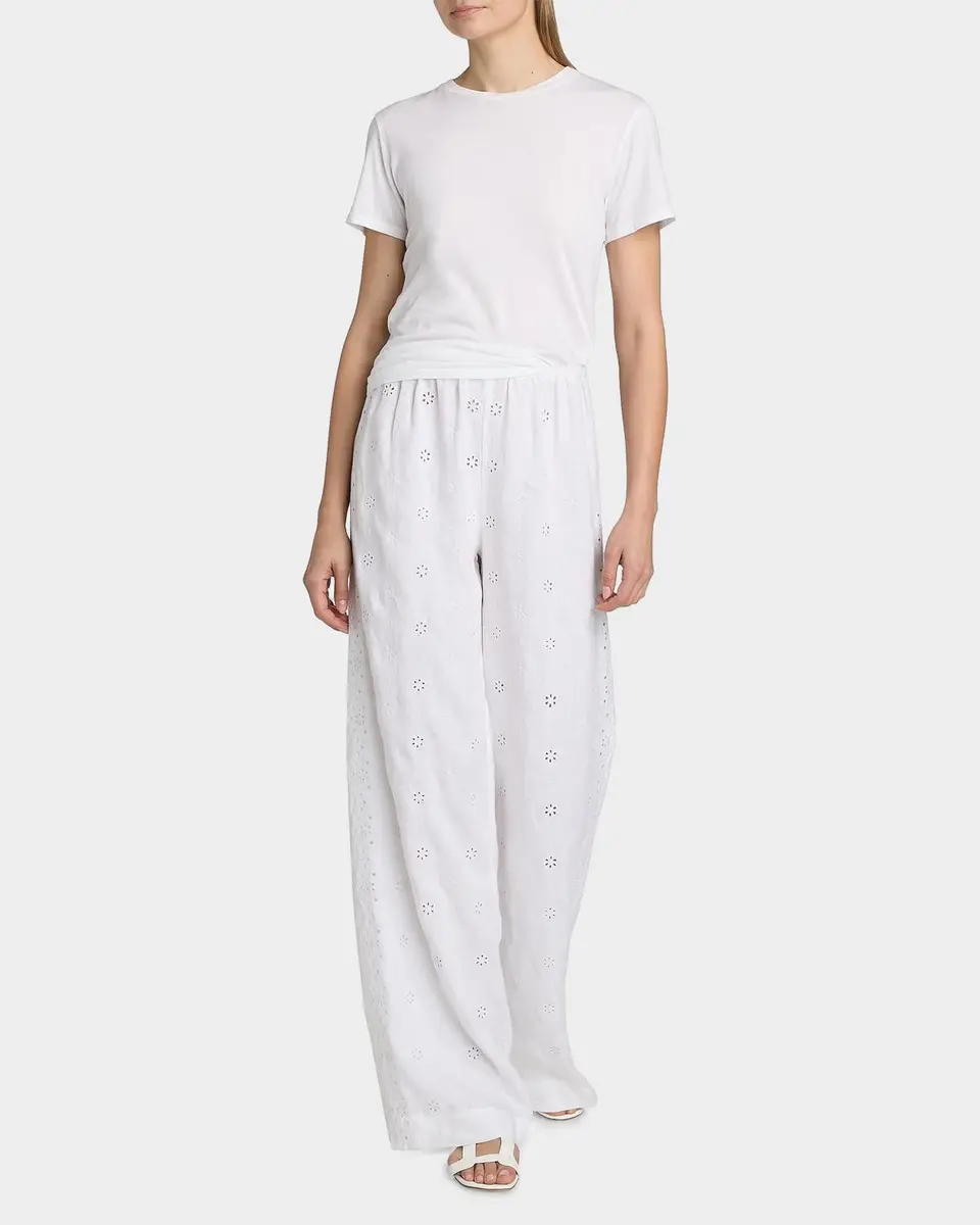 LoveShackFancy Cinna Eyelet Linen Wide-Leg Pants | Thumbnail 2 LoveShackFancy Cinna Eyelet Linen Wide-Leg Pants | Thumbnail 2