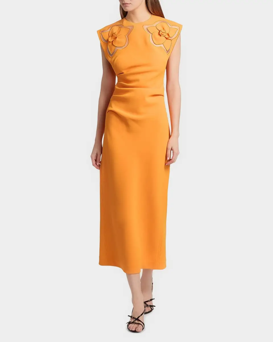 ACLER Koda Floral Cut-Out Crepe Sheath Midi Dress | Thumbnail 4