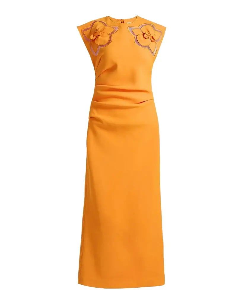Acler Koda Floral Cut-Out Crepe Sheath Midi Dress | Image 1 Acler Koda Floral Cut-Out Crepe Sheath Midi Dress | Image 1