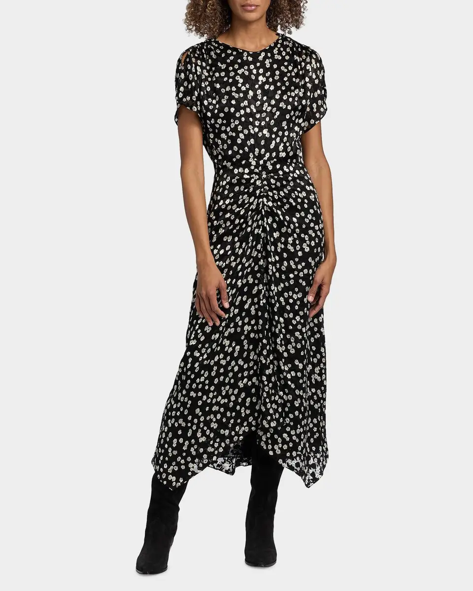 Isabel Marant Herva Floral Cinched Midi Dress | Thumbnail 4 Isabel Marant Herva Floral Cinched Midi Dress | Thumbnail 4