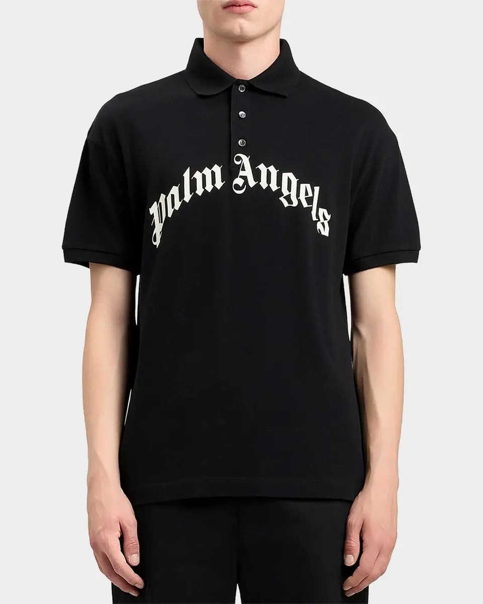 Palm Angels Men's Logo Cotton Polo Shirt | Thumbnail 4