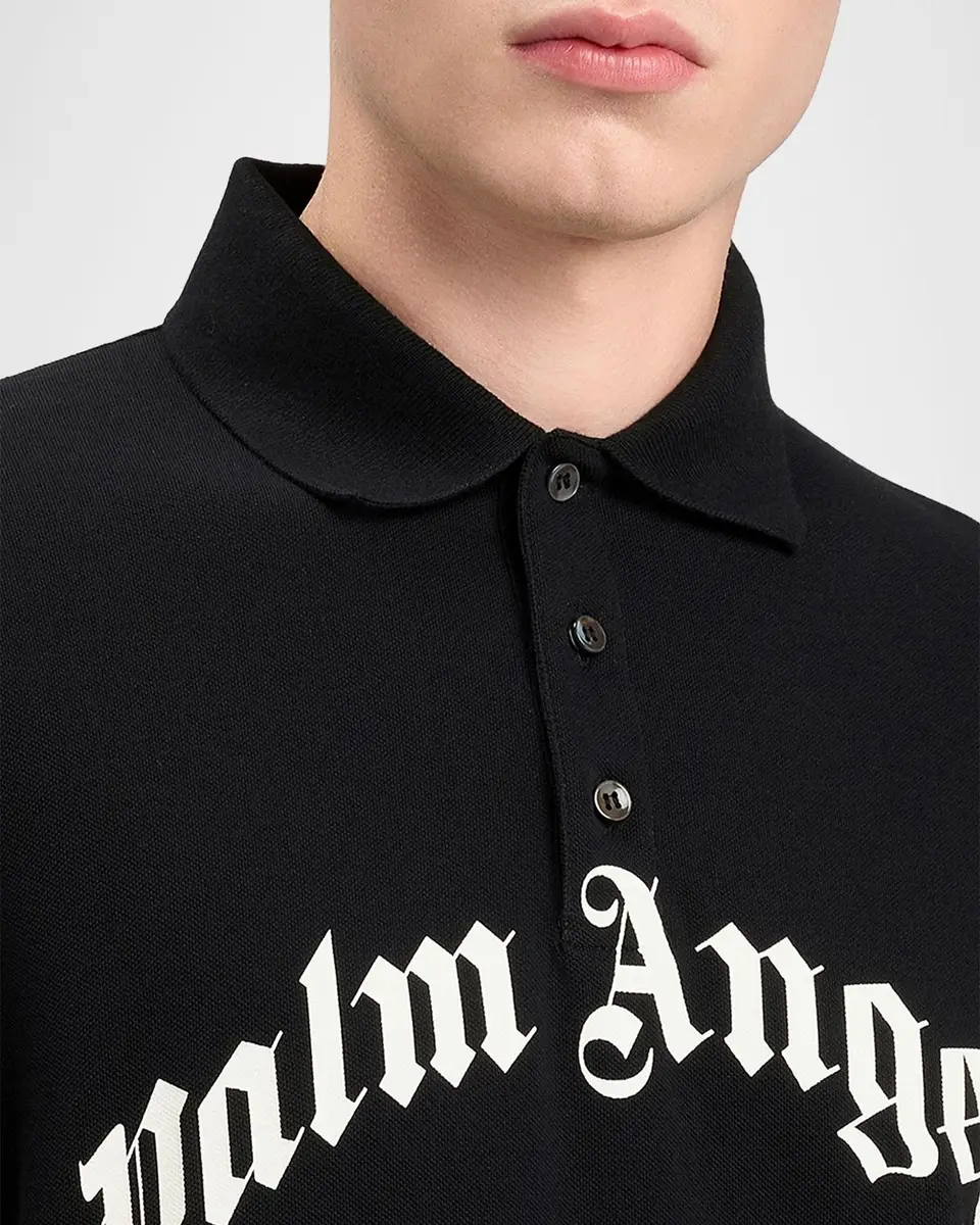 Palm Angels Men's Logo Cotton Polo Shirt | Thumbnail 5
