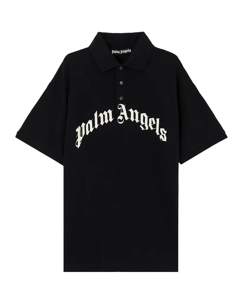 Palm Angels Men's Logo Cotton Polo Shirt | Image 1 Palm Angels Men's Logo Cotton Polo Shirt | Image 1