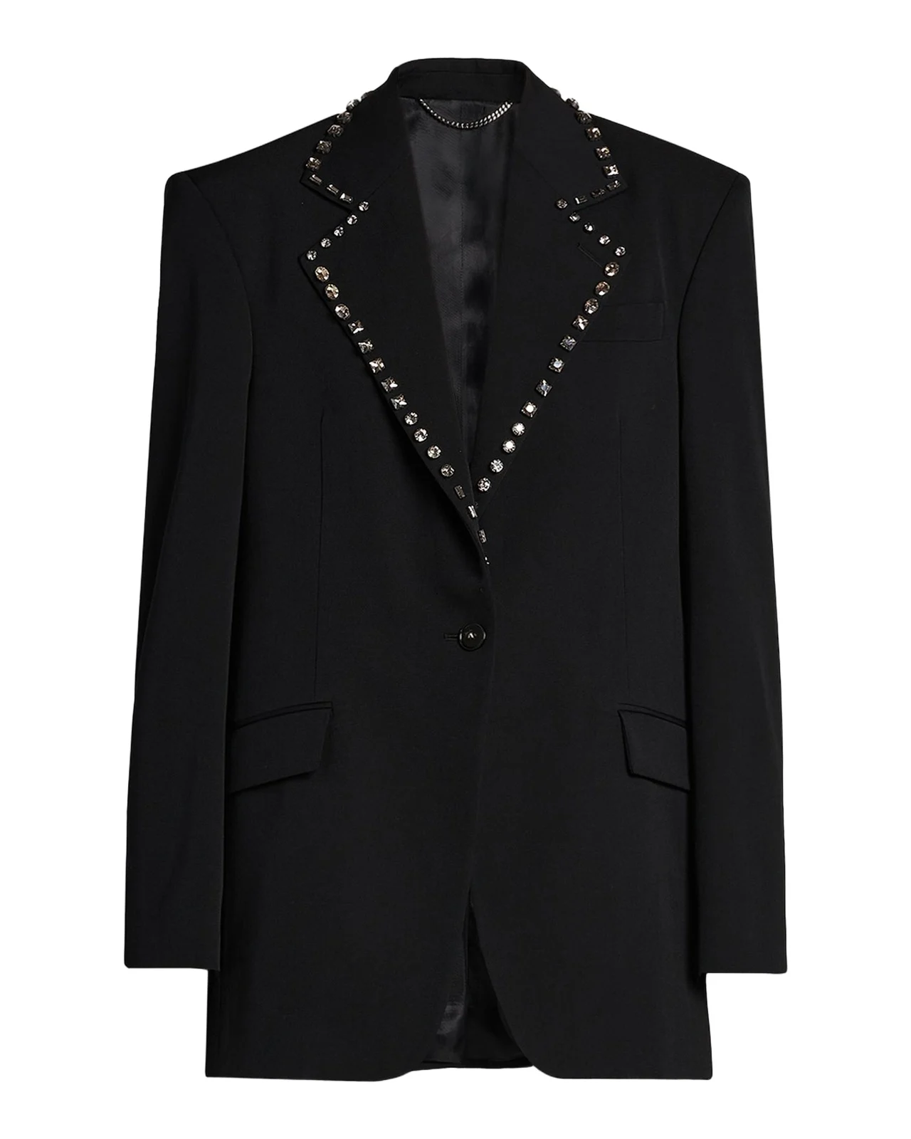 Embellished-Lapel Wool Blazer