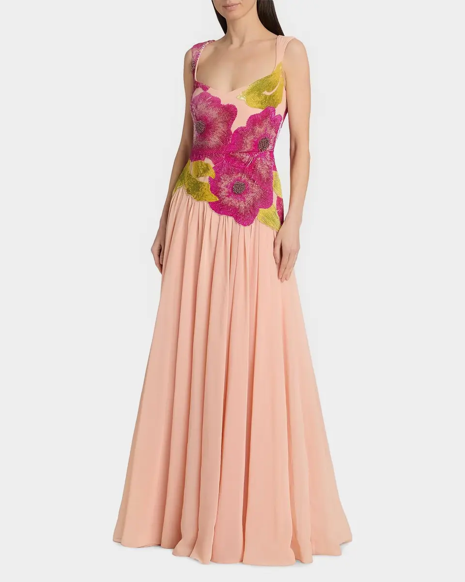 THEIA Sandie Floral-Embroidered Gown | Thumbnail 3