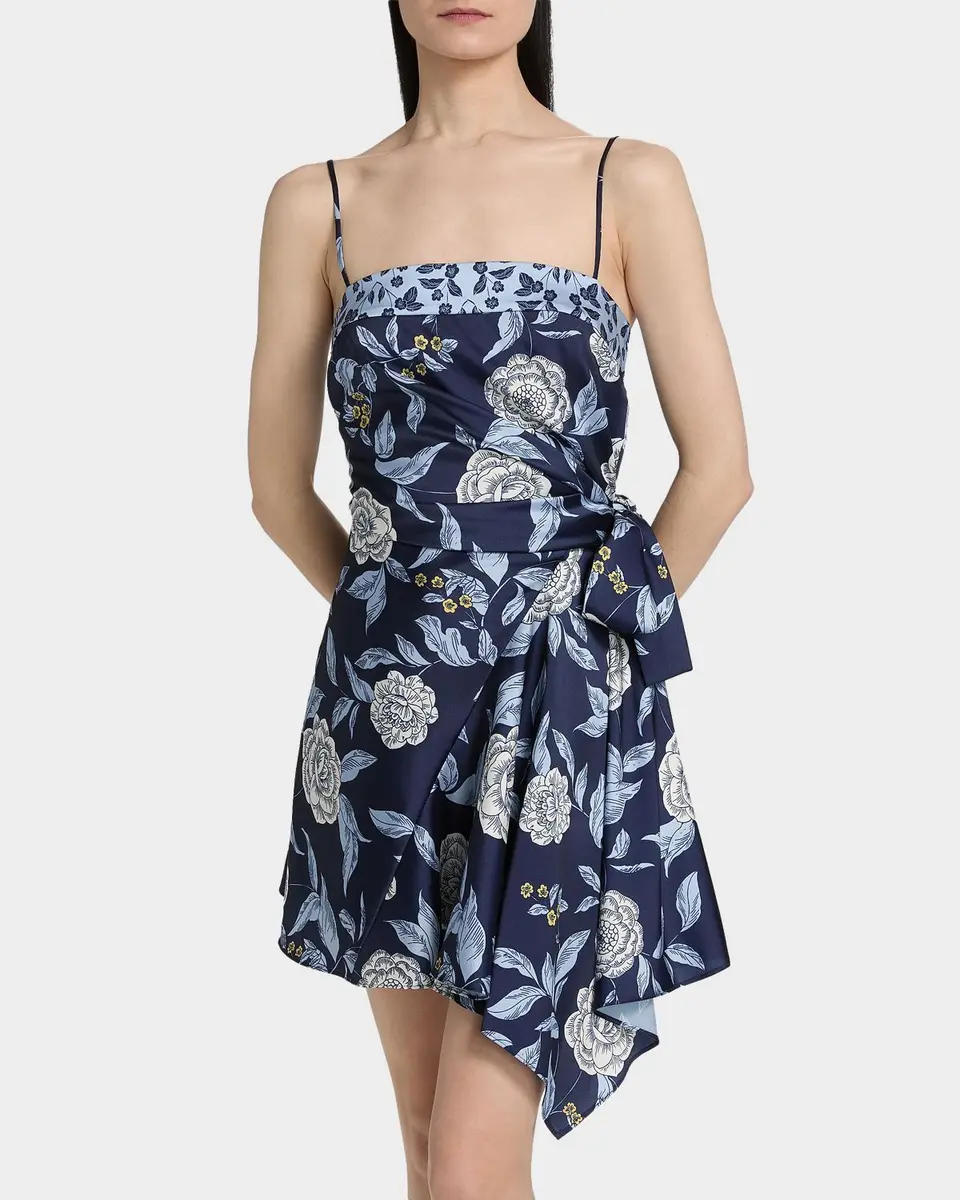 TANYA TAYLOR Antona Floral Crepe Wrap-Waist Mini Dress | Thumbnail 4 TANYA TAYLOR Antona Floral Crepe Wrap-Waist Mini Dress | Thumbnail 4