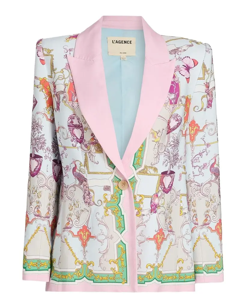 L'AGENCE Gweny Scarf-Print Relaxed Blazer | Image 1 L'AGENCE Gweny Scarf-Print Relaxed Blazer | Image 1