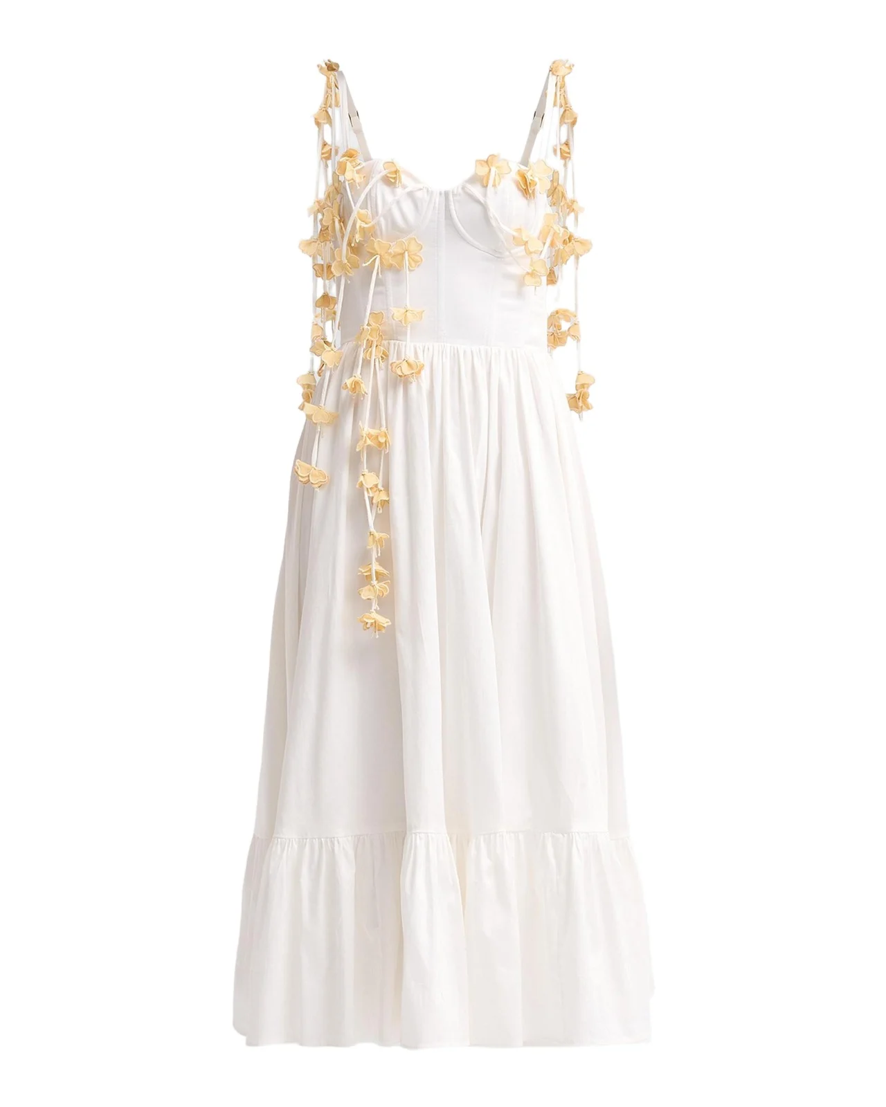 Floral Appliqué Bustier Midi Dress Floral Appliqué Bustier Midi Dress