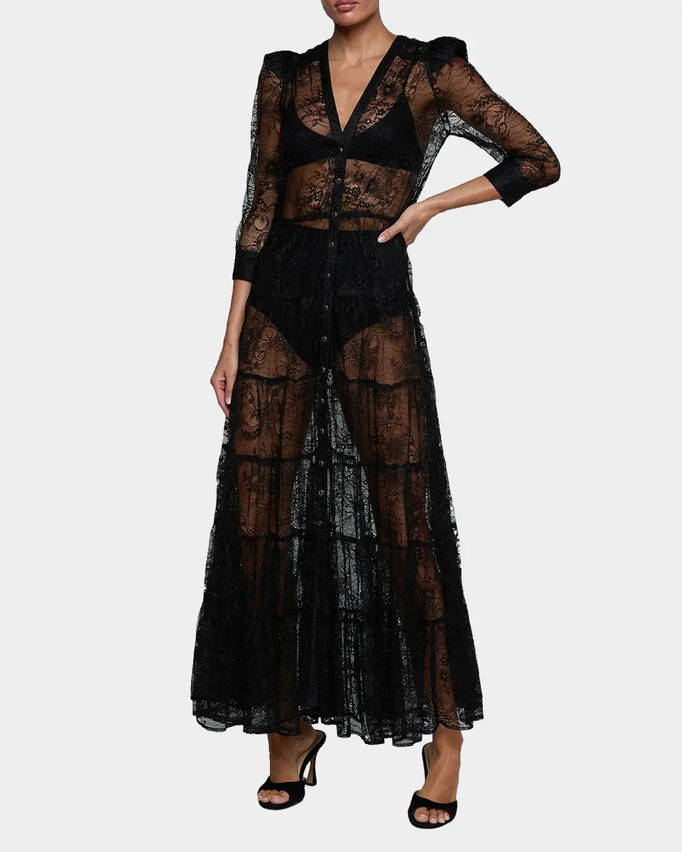 L'Agence Seraphina Lace Tiered Maxi Dress | Thumbnail 2 L'Agence Seraphina Lace Tiered Maxi Dress | Thumbnail 2